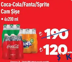 COCA COLA / FANTA / SPRİTE CAM ŞİŞE KOLA 6X200 ML